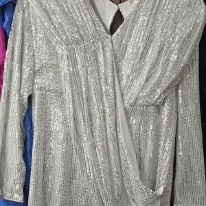 Shimmering Silver Women's Midi Dress